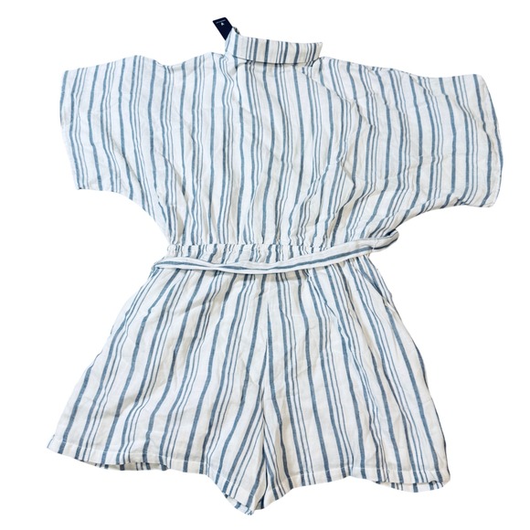 NWT Lulus Medium Sun-Drenched Sweetie White and Blue Striped Button-Up Romper - Picture 10 of 11